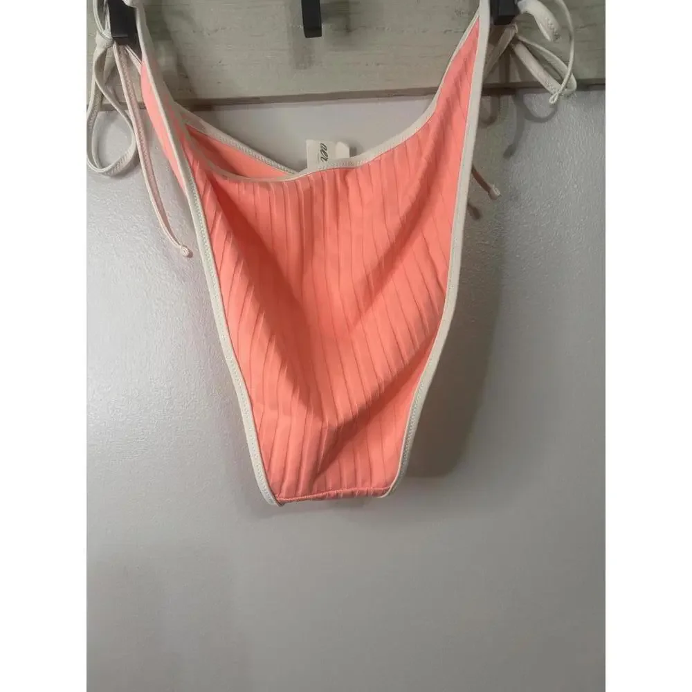 Aerie Pleated Bikini Bottom - Stylish Coral Swimwear XL - Picture 2 of 5